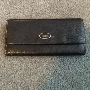 Tod’s Pebbled Calfskin Leather Long Wallet